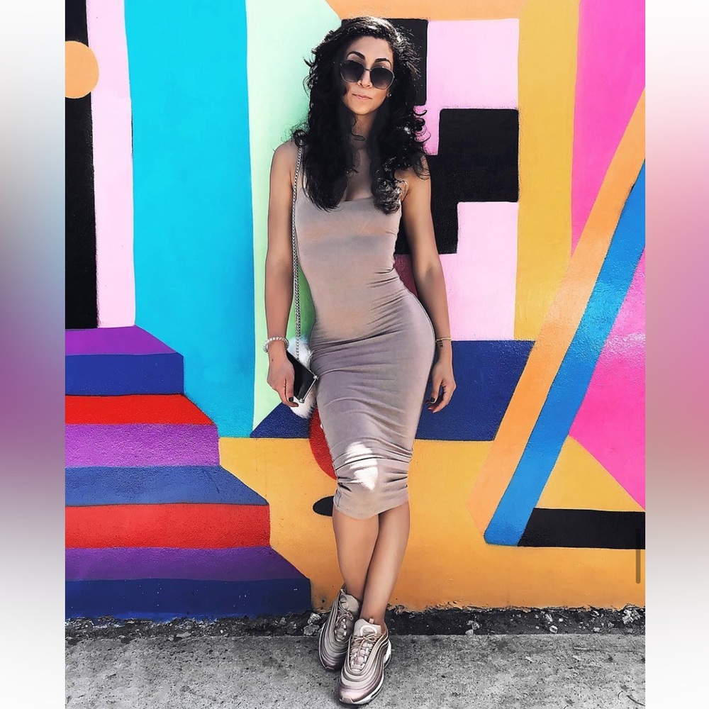 SOLD! Tan midi dress